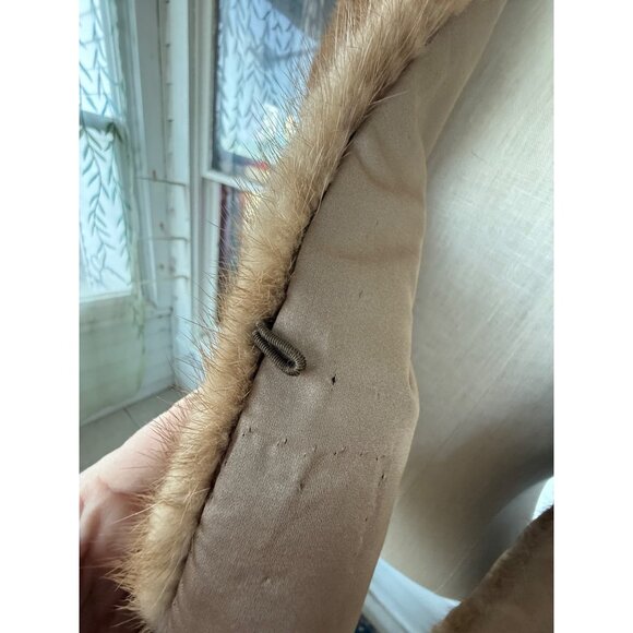 Vintage 50's Brown Mink Stole Capelet With front Pockets - Picture 15 of 16